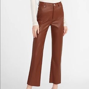 Express High Waisted Vegan Brown Leather Pants